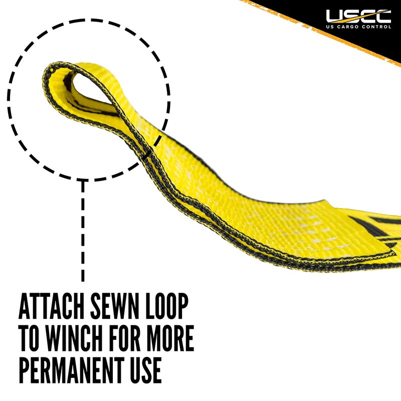 US Cargo Control 4" x 5' Roll Off Container Winch Strap with Flat Hook & Sewn Loop End, 5,400 LBS Working Load Limit, 4 Inch Winch Straps for Roll Off Dumpster and Container Trucks - Image 5